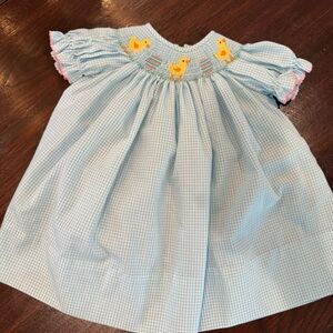 Edgehill Collection Light Blue Gingham smocked Easter dress